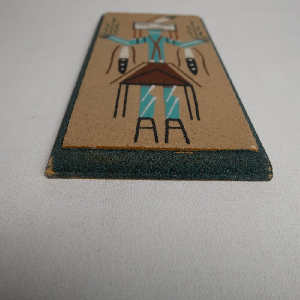 Navajo Sand Painting Yei Female Native American 8”x4” Signed By The Artist - Picture 6 of 11